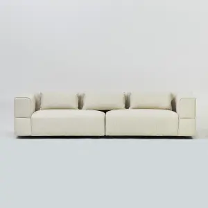 Aurora 4 Seater Sofa in Mikah Vanilla with Ottoman