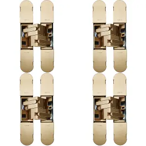 4 PACK - 3D Flush Faced Concealed Cabinet Hinge - 180 Degree Opening Wardrobe SILVER