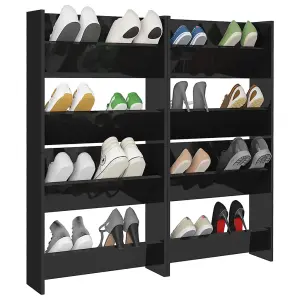 Berkfield Wall Shoe Cabinets 4 pcs High Gloss Black 60x18x60 cm Engineered Wood