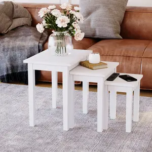 Analynn 3 Piece Nest of Tables White / White