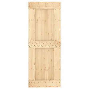 Berkfield Sliding Door with Hardware Set 80x210 cm Solid Wood Pine