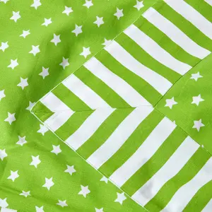 Homescapes Cotton Stars and Stripes Decorative Green Sofa Throw