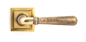 From The Anvil Aged Brass Hammered Newbury Lever on Rose Set (Square) - Unsprung