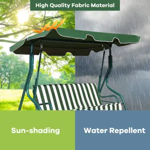 Costway Garden Patio Metal Swing Chair 3 Seater Hammock Bench Swinging Cushioned Seat