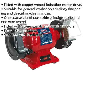 150mm Heavy Duty Bench Grinder with Copper Motor for Workshop Use