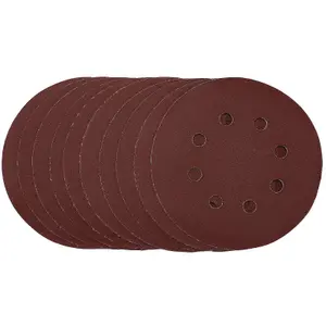 Draper  Punched Sanding Discs, 125mm, Hook & Loop, 240 Grit, (Pack of 10) 54758