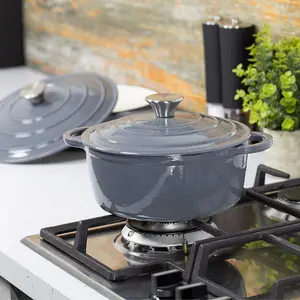 Blackmoor 67639 22cm Grey Coloured Cast Iron Casserole Dish With Lid