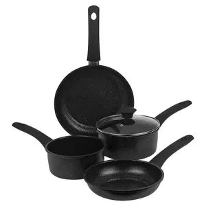 URBNCHEF 24cm Diameter 4 Piece Saucepan Frying Pans Forged Carbon Induction Base Cookware Cooking Set