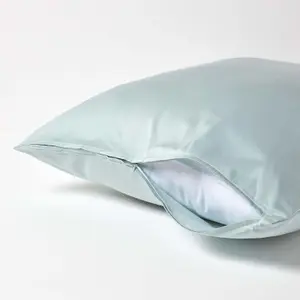 Homescapes Duck Egg Blue Organic Cotton Continental Pillowcase 400 TC, 80 x 80 cm