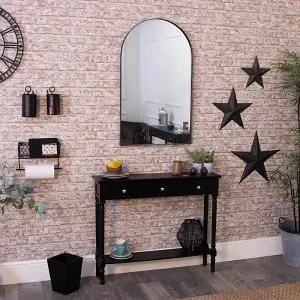 Melody Maison Large Framed Black Arched Mirror 100cm x 60xcm