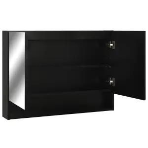 Berkfield LED Bathroom Mirror Cabinet Black 80x15x60 cm MDF