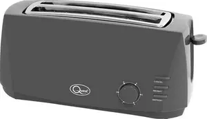 Quest 4 Slice Toaster Grey - Extra Wide Long Slots For Crumpets And Bagels - 6 Settings - Reheat And Defrost