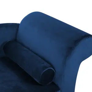 Right Hand Velvet Chaise Lounge Navy Blue LUIRO