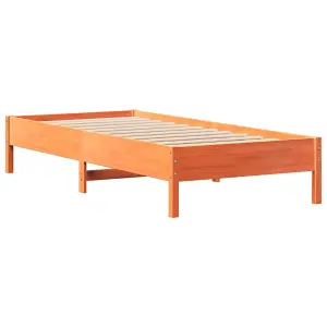 Berkfield Bed Frame without Mattress Wax Brown 100x200 cm Solid Wood Pine