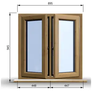 895mm (W) x 945mm (H) Wooden Stormproof Window - 2 Opening Windows (Left & Right) - Toughened Safety Glass