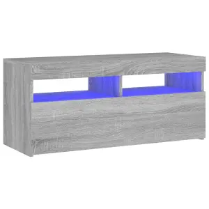 Berkfield TV Cabinet with LED Lights Grey Sonoma 90x35x40 cm