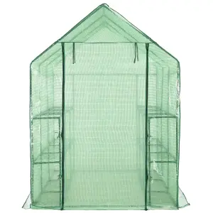 Berkfield Walk-in Greenhouse with 12 Shelves Steel 143x214x196 cm