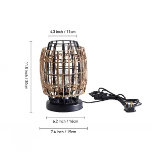 Simple E14 Black Handmade Twine Lamp Shade Table Lamp