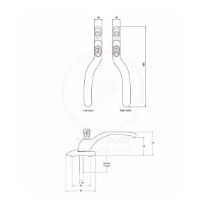 Timber Series Connoisseur Cranked Espag Window Handle - Polished Bronze (Left Hand)