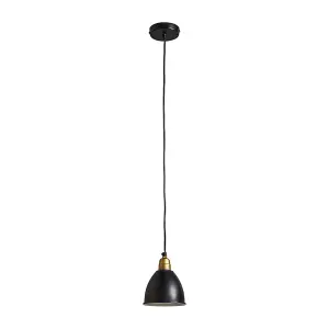 ValueLights Eli Contemporary Matt Black and Gold Dome Ceiling Pendant Light Fitting