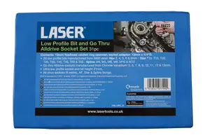 Laser Tools 7799 31pc Low Profile Bit & Go Thru Alldrive Socket Set 1/4"D