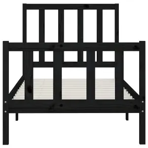 Berkfield Bed Frame Black Solid Wood 100x200 cm