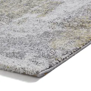 Ivory/Yellow Modern Easy to Clean Abstract Rug For Dining Room-160cm X 220cm