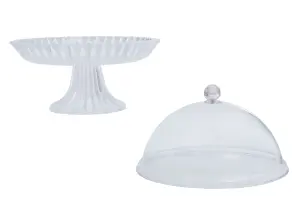 Interiors by Premier Clear Acrylic Cake Stand with Dome Lid, Elegant Glass Cake Stand And Dome Cover, Clear Acrylic Cake Holder