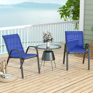 Costway Set of 2 Patio Chairs Stackable Metal Breathable Fabric Dining Chair