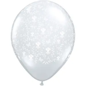 Qualatex 11 Inch Flower Patterned Clear Latex Balloons (50) Clear (27.9cm)