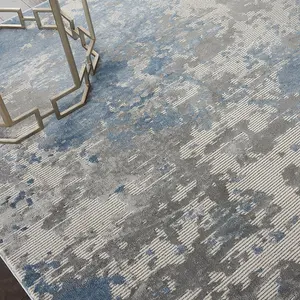 Grey Blue Rug, Luxurious Modern Abstract Rug, 10mm Thick Stain-Resistant Rug for Bedroom, & Dining Room-66cm X 230cm (Runner)