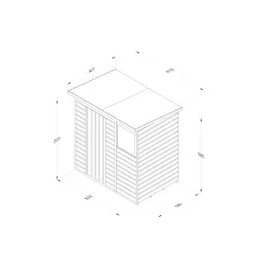 Forest Garden Beckwood Shiplap 6x4 ft Pent Natural timber Wooden Pressure treated Shed with floor & 1 window - Assembly service included