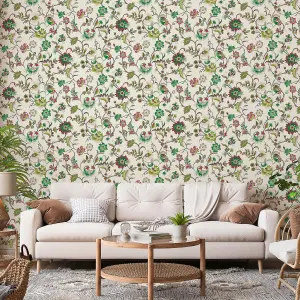 Galerie Heritage Green Floral Motif Wallpaper Roll