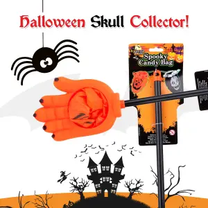 Trick or Treat Bag - Candy Bag on Stick, Loot Bag, Halloween Bag, Skull Design