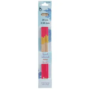 FLR KP DE 20CMX3.50MM - Knitting Pins: Double-Ended: Set of Five: Flair: Hand Coloured: 20cm x 3.50mm - Pony