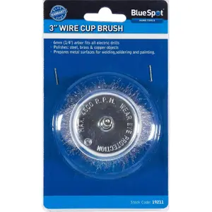 Bluespot Rotary Cup Steel Wire Brush Crimp Wheel For Drill 75mm 3"