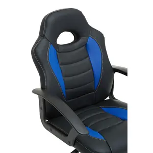 Interiors by Premier Black And Blue Pu Gaming Chair