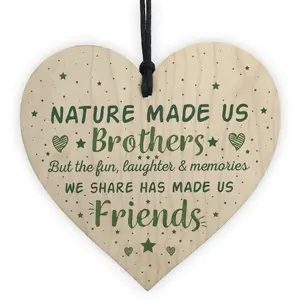 Red Ocean Brother Gift Friendship Sign Wooden Hanging Heart Plaque Gifts For Brother Birthday Chirstmas