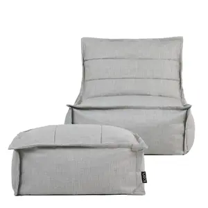 icon Dolce Indoor Outdoor Bean Bag Lounger and Footstool Grey Patio Chairs