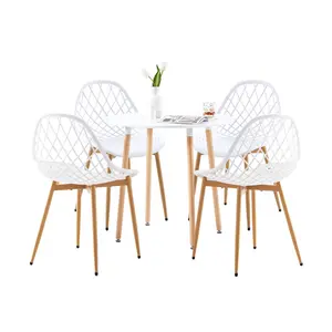 Emila 4 - Person Dining Set White/Brown / White