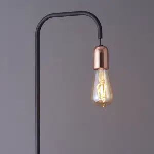 Colours Detroit Industrial Matt Black & copper Floor lamp