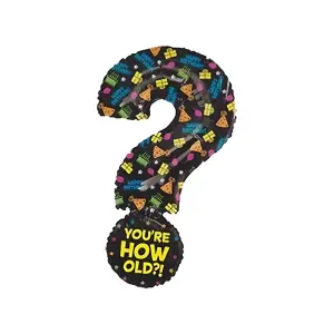 Betallic Youre How Old Question Mark Foil Balloon Black/Multicoloured (One Size)