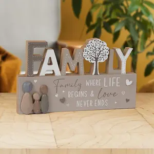 Family Wooden Standing Plaque - H14 cm