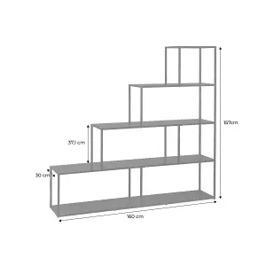 sweeek. 4-shelf industrial bookshelf in black metal Industrielle Black 160x30x157 cm