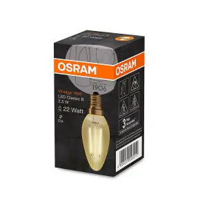 Osram LED Filament Candle 2.5W E14 Vintage 1906 Extra Warm White Gold (3 Pack)