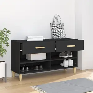 Berkfield Shoe Cabinet Black 102x35x55 cm Engineered Wood