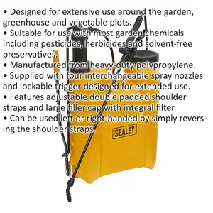 16L Heavy Duty Backpack Sprayer with Interchangeable Nozzles for Garden Use