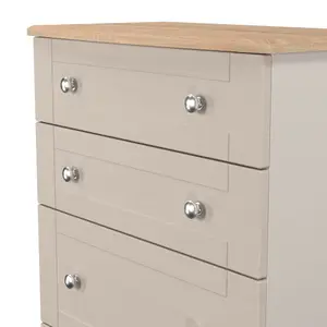 Sussex Ready assembled Beige & oak 4 Drawer Chest (H)1074mm (W)765mm (D)415mm