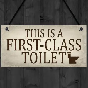 Red Ocean First Class Toilet Shabby Chic Hanging Wall Plaque Bathroom Loo Door Sign Home Decor