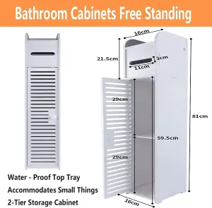 Waterproof Bathroom Cabinets Tall Slim Bathroom Storage Unit Bathroom Cabinets Freestanding, White 1 Drawers Home Toilet Cupboard